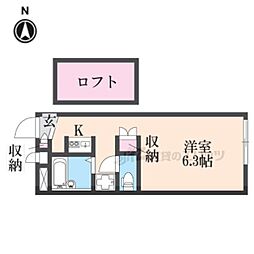 レオパレス武庫之荘 1Kの間取図画像