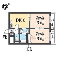ド・ウエル瑞穂 2DKの間取図画像