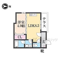 ALEGRIA仁川 1DKの間取図画像