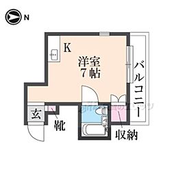 キューブ武庫川1 ワンルームの間取図画像