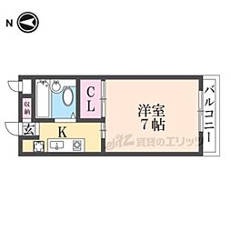 パールハイツ有岡 1Kの間取図画像