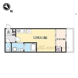 京阪本線 古川橋駅 徒歩6分の賃貸アパート 1階1LDKの間取り