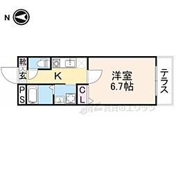 グラン・リーオ北伊丹II 2階1Kの間取り