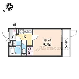 クレイノ大物 3階1Kの間取り
