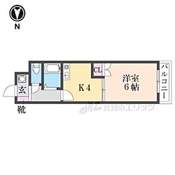 京阪本線 寝屋川市駅 徒歩18分の賃貸マンション 3階1DKの間取り