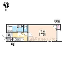 クレイノフローラ西長洲 1階1Kの間取り