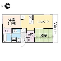 ｄｕｏ大庄　Ｂ 2階1LDKの間取り