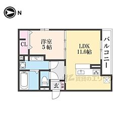 阪急神戸本線 塚口駅 徒歩11分の賃貸アパート 2階1LDKの間取り