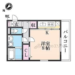 阪神本線 杭瀬駅 徒歩3分の賃貸アパート 3階ワンルームの間取り