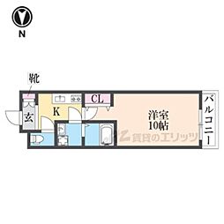 CASA徳庵 2階1Kの間取り