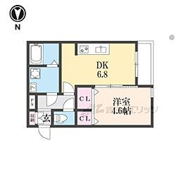 阪急伊丹線 稲野駅 徒歩6分の賃貸アパート 1階1DKの間取り