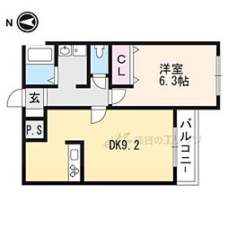 メゾン東雲 2階1LDKの間取り