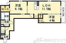 D-Room上新庄 3階2LDKの間取り