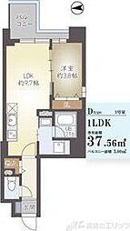 ハイデンス梅ヶ枝 4階1LDKの間取り