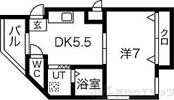 パーラム淡路 2階1DKの間取り