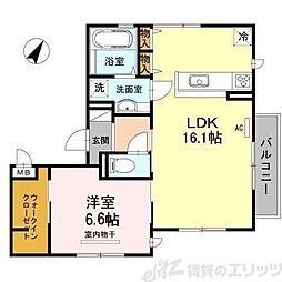 グリュック片山 1LDKの間取図画像