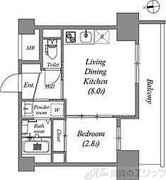 アドバンス江坂ラシュレ 1LDKの間取図画像