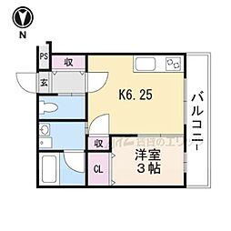 プルミエ京口 1DKの間取図画像