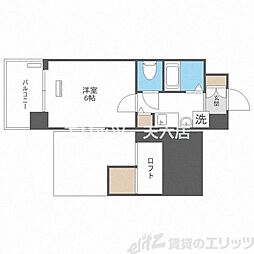 エステムコート梅田茶屋町デュアルスペース 1Kの間取図画像