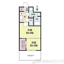 セレニテ江坂ルフレ 2Kの間取図画像