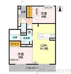 パークサイドファーム 2LDKの間取図画像
