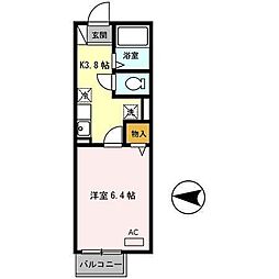 プリシェール千里 1Kの間取図画像