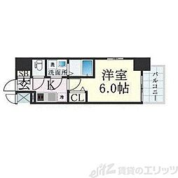 エスリード大阪ザ・ルクス 13階1Kの間取り