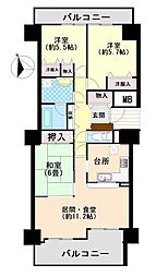 宇都宮プラザG 3SLDKの間取図画像