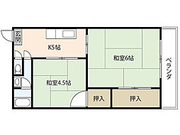藤本ビル 2DKの間取図画像
