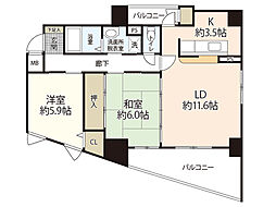 ダイアモンドビュー 5階2LDKの間取り