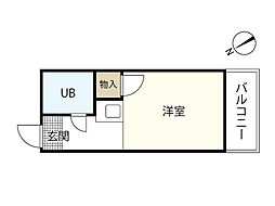 カーサ平野町 ワンルームの間取図画像