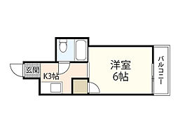 重藤ビル 1Kの間取図画像
