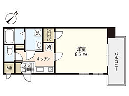 第18友建ビル 1Kの間取図画像
