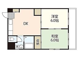 重森ビルA 2DKの間取図画像