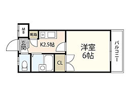 リバーパレス牛田新町 1Kの間取図画像