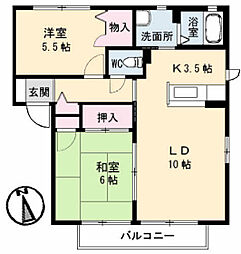 アンソレイユ・A 2LDKの間取図画像