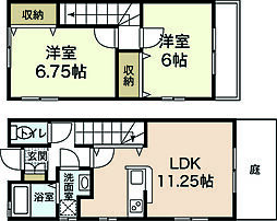 シャレーミヤモトF棟 2LDKの間取図画像