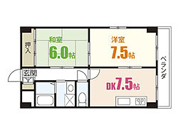 ボヌール1 2DKの間取図画像