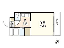 グランディール猿猴橋 1Kの間取図画像