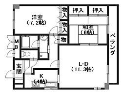 長束ビル 2LDKの間取図画像