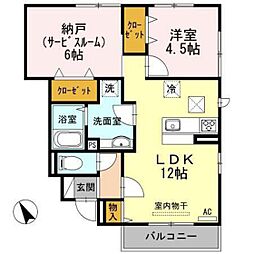 フローラル清水A棟 1SLDKの間取図画像