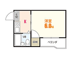山本Yビル 1Kの間取図画像