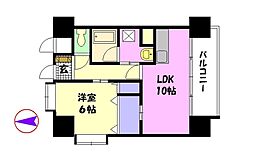 松尾ビル皆実2 1LDKの間取図画像
