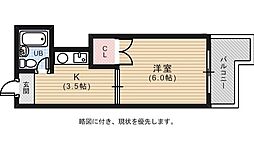 ヴィラ翠町 1Kの間取図画像