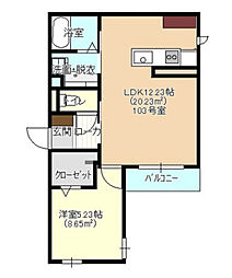L,crew舟入南 1LDKの間取図画像