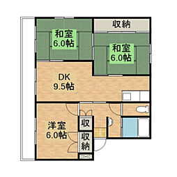 田原マンション 3DKの間取図画像