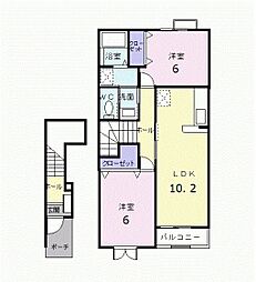 クローバーハウス 2LDKの間取図画像