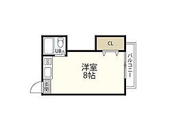 カーサ本町 ワンルームの間取図画像