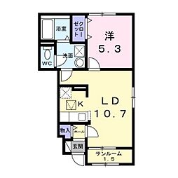 メゾンポワール1 1LDKの間取図画像