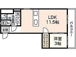ベロー中広 1LDKの間取図画像